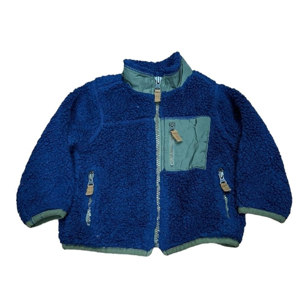 Carter's Jacket Boys 18 Months Blue Sherpa Fleece Zip Front Chest Pocket Cozy